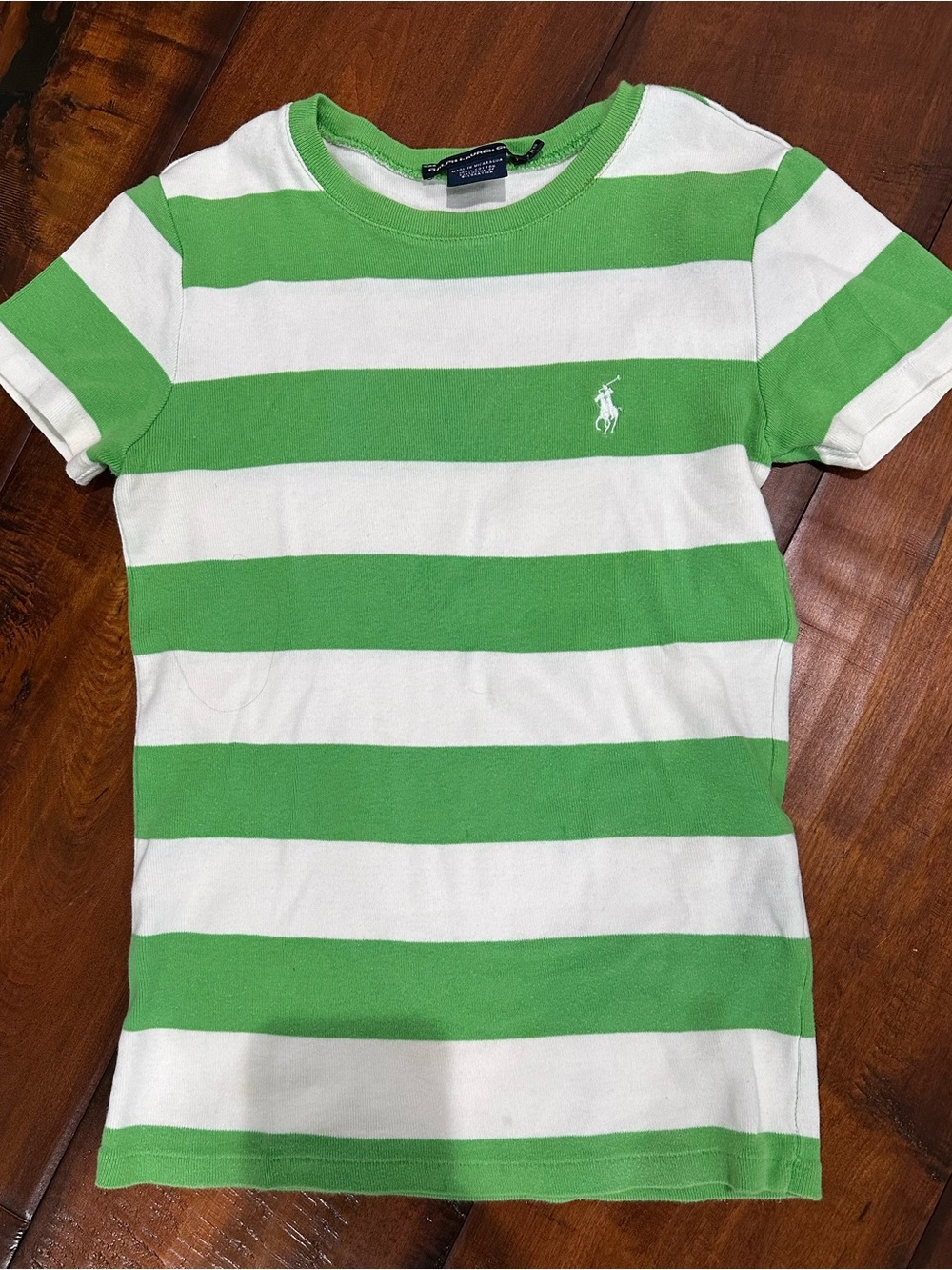 Ralph Lauren Green & White Striped Tee